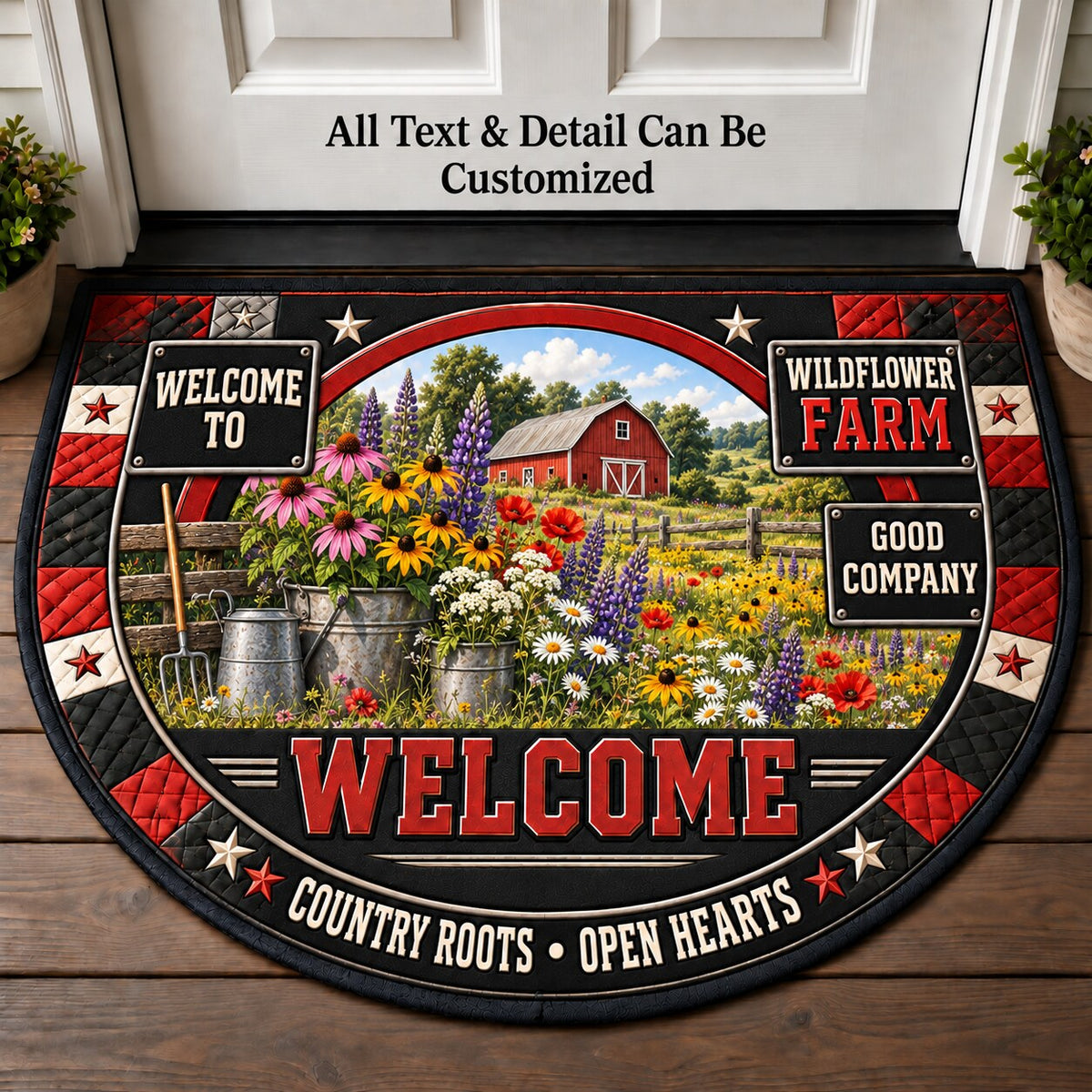 Wildflower Farm Personalized Half Round Mat | 5To9Vibe