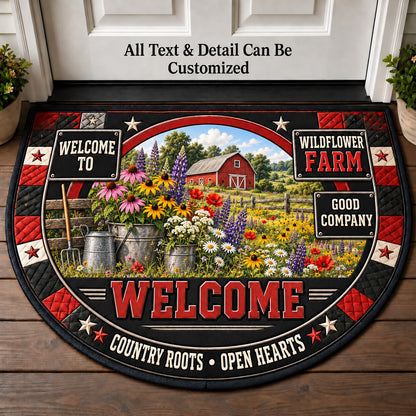 Wildflower Farm Personalized Half Round Mat | 5To9Vibe