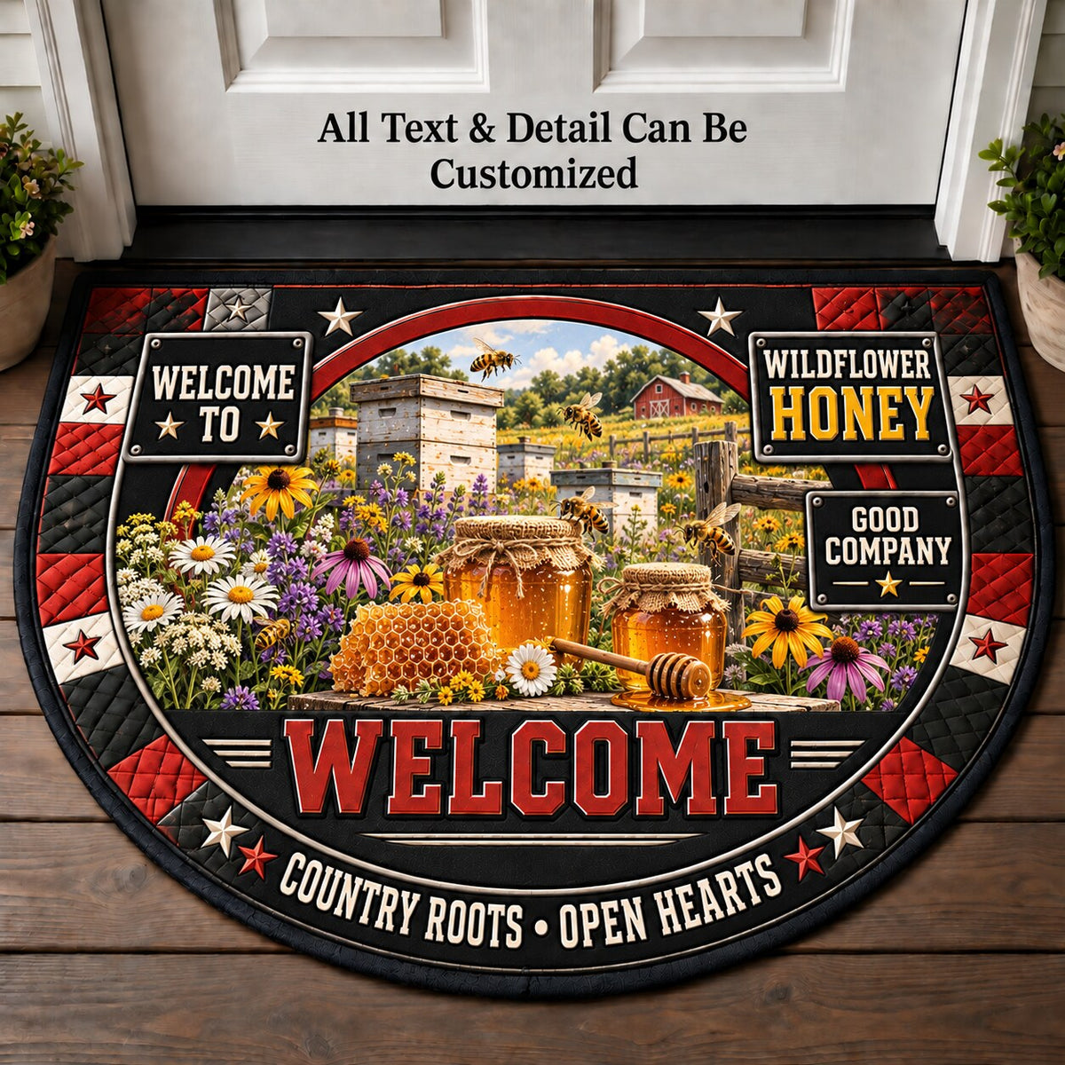 Wildflower Honey Personalized Half Round Mat | 5To9Vibe