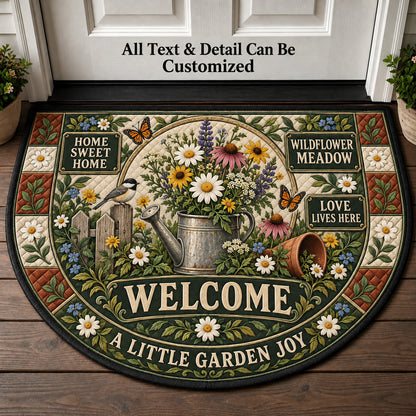 Wildflower Meadow Personalized Half Round Mat | 5To9Vibe