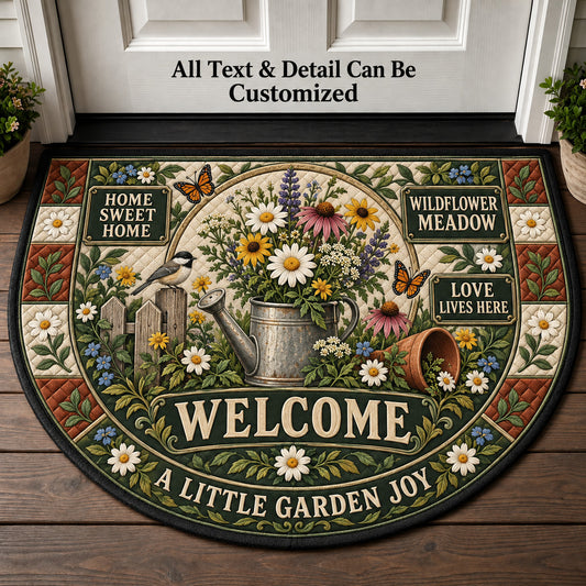 Wildflower Meadow Personalized Half Round Mat | 5To9Vibe