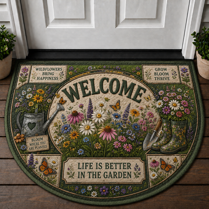Farm Fresh Locally Grown Welcome Mat - Support Local Farmers Red Truck Doormat - 5to9vibe