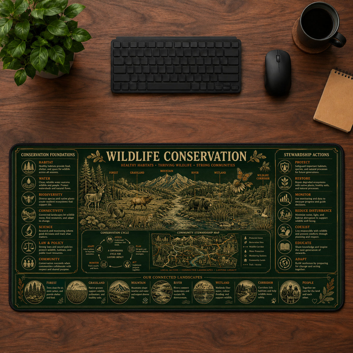 Wildlife Conservation Desk Mat Mouse Pad | 5To9Vibe