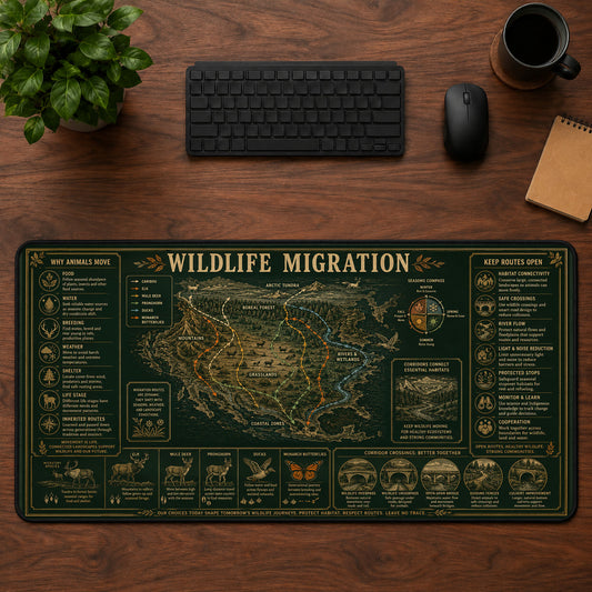 Wildlife Migration Desk Mat Mouse Pad | 5To9Vibe