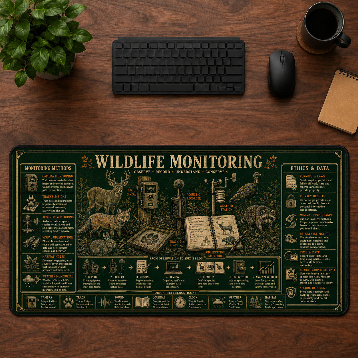 Wildlife Monitoring Desk Mat Mouse Pad | 5To9Vibe