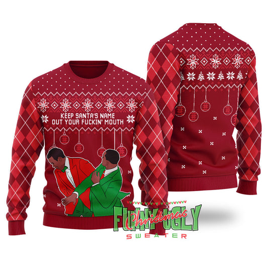 Funny Will Smith Chris Slap Ugly Christmas Sweater Cardinal Red