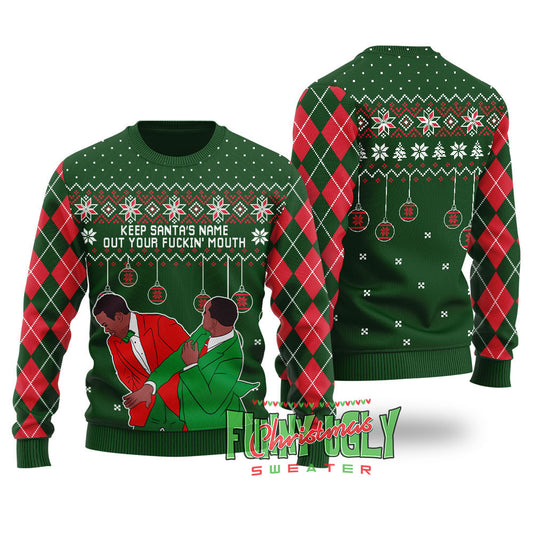 Funny Will Smith Chris Slap Ugly Christmas Sweater Forest Green