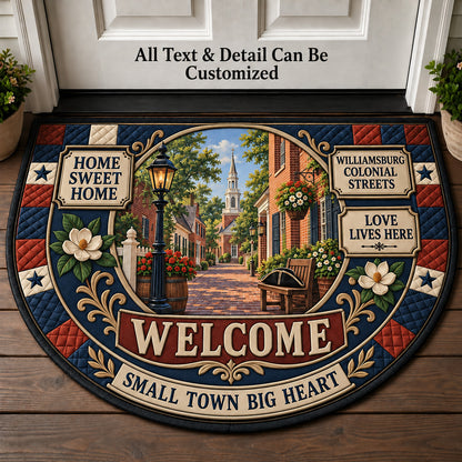 Williamsburg Colonial Streets Personalized Half Round Mat | 5To9Vibe