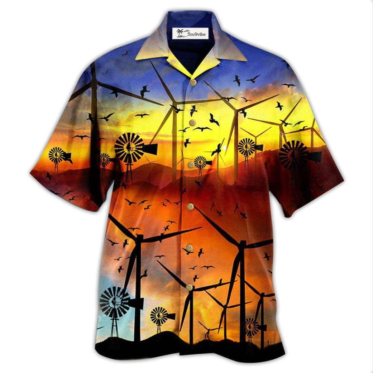 Hawaiian Shirt / Adults / S Wind Turbine A Green Planet Is A Clean Planet - Hawaiian Shirt 