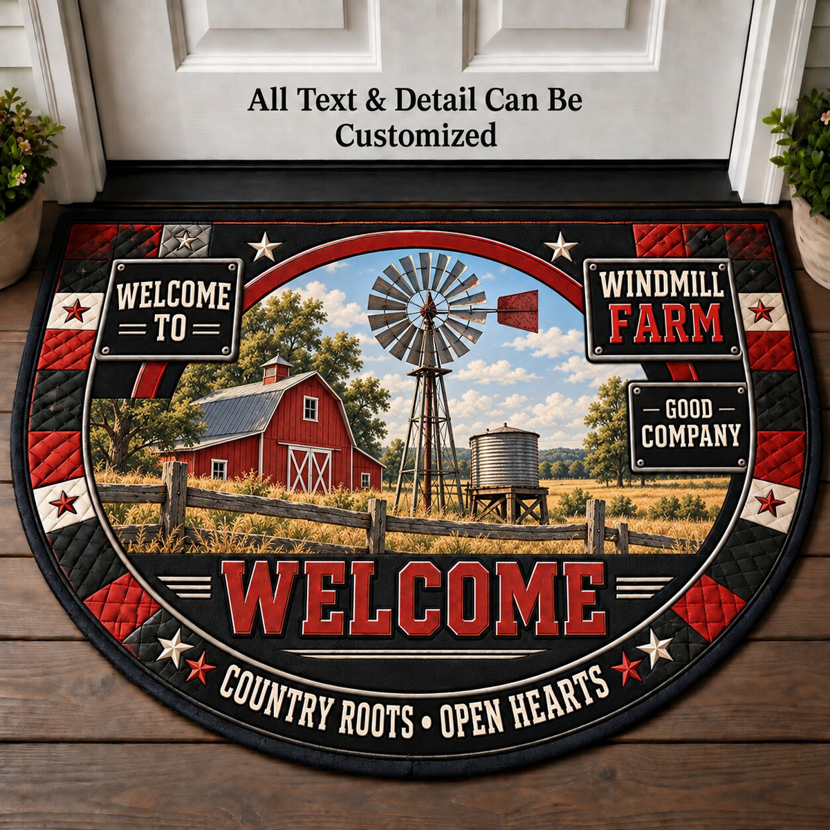 Windmill Farm Personalized Half Round Mat | 5To9Vibe