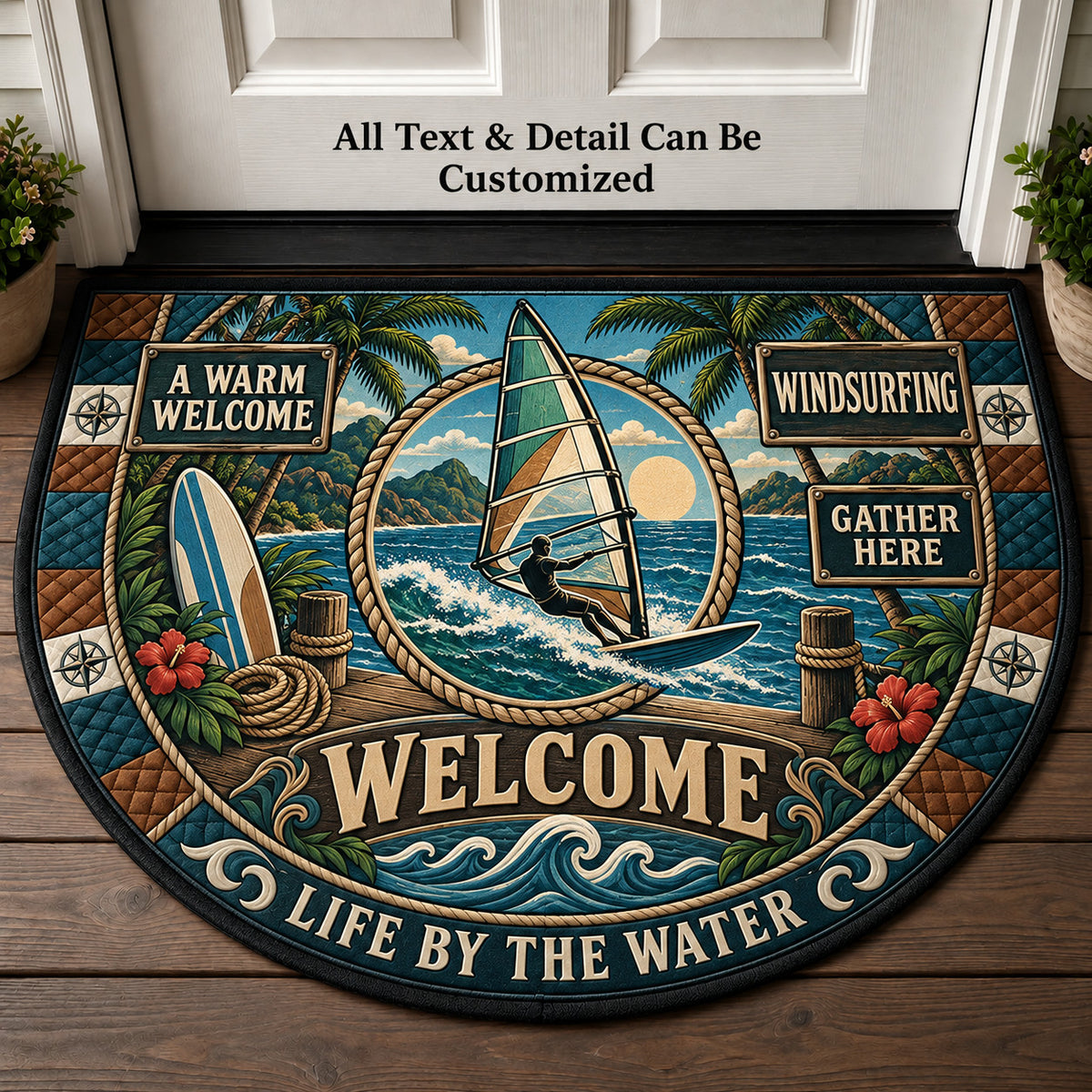 Windsurfing Personalized Half Round Mat | 5To9Vibe