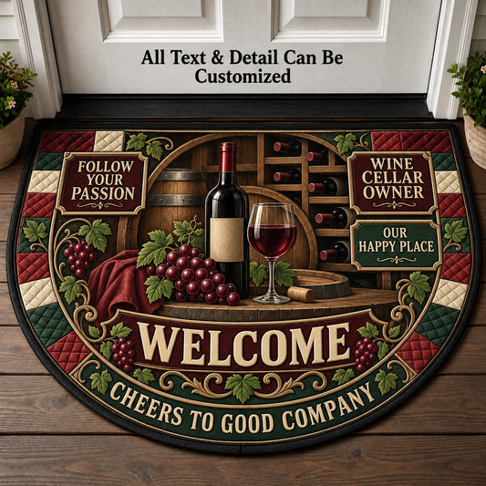 Wine Cellar Owner Personalized Half Round Mat | 5To9Vibe