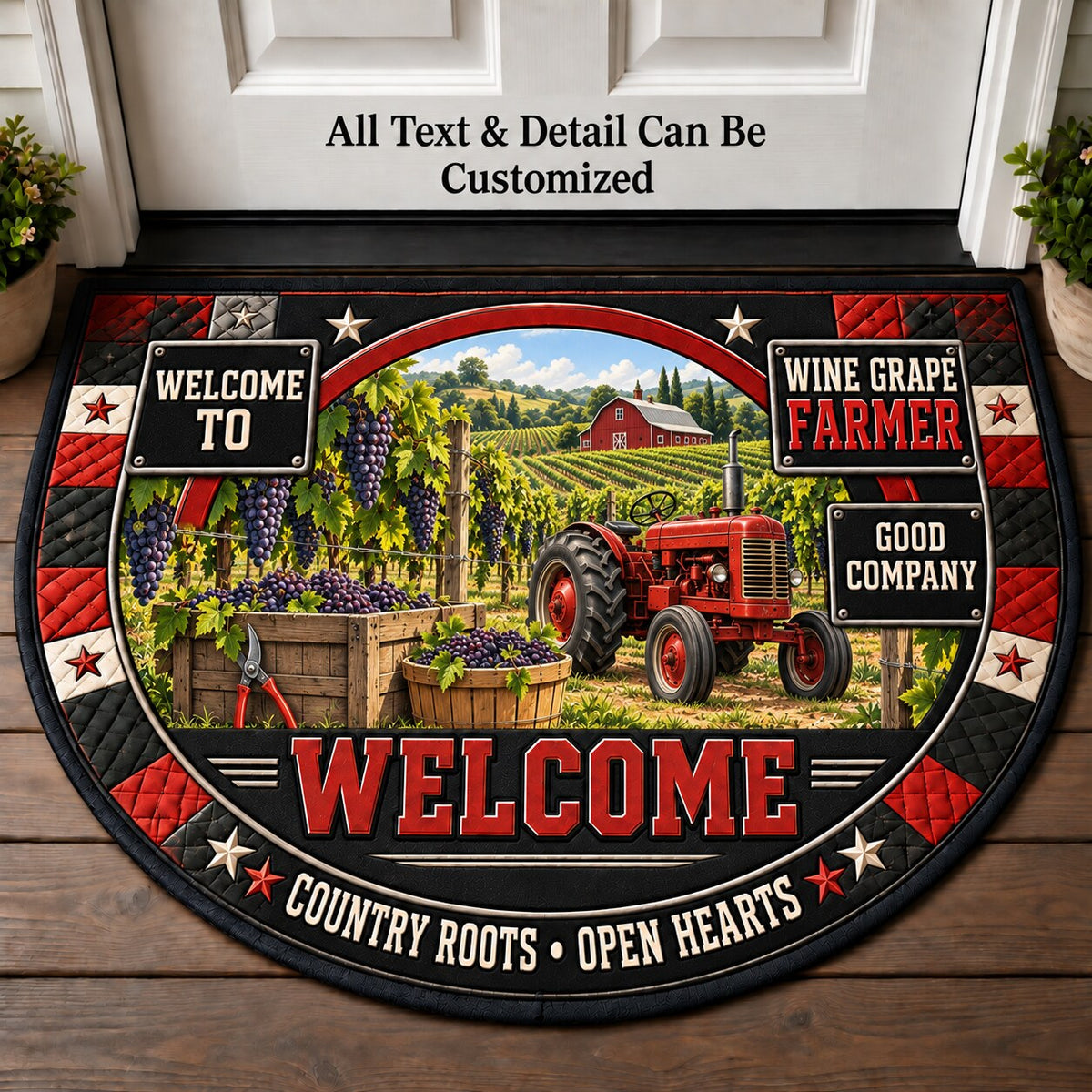 Wine Grape Farmer Personalized Half Round Mat | 5To9Vibe