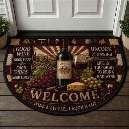 Uncork And Unwind Wine Doormat - Red Wine Glass Vineyard Welcome Mat - 5to9vibe