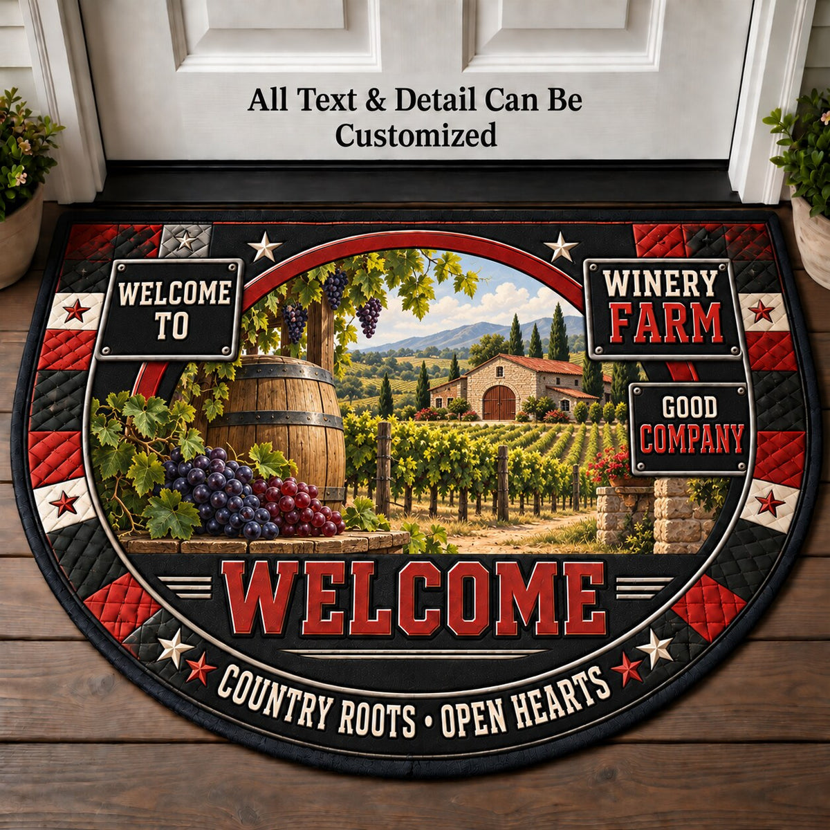 Winery Farm Personalized Half Round Mat | 5To9Vibe