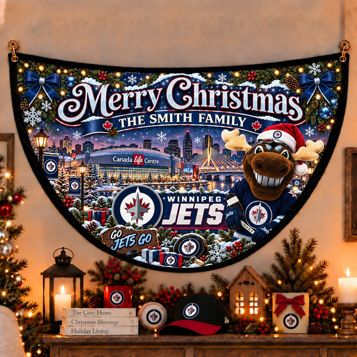 All Hockey Teams Personalized Christmas Night Bunting Flag - 5to9vibe