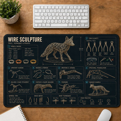Wire Sculpture Creative Reference Guide Desk Mat | 5To9Vibe