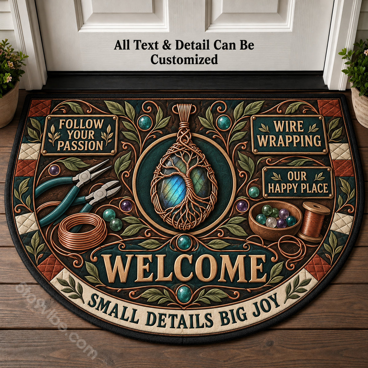 Wire Wrapping Personalized Half Round Mat | 5To9Vibe