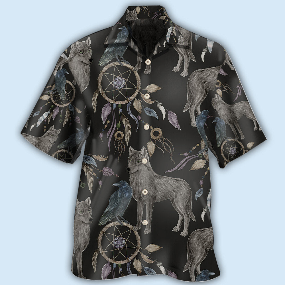 Wolf Dreamcatcher Dark Style - Hawaiian Shirt 