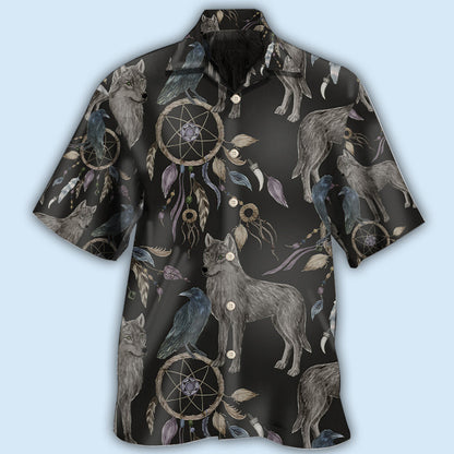 Wolf Dreamcatcher Dark Style - Hawaiian Shirt 