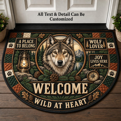 Wolf Lover Personalized Half Round Mat | 5To9Vibe