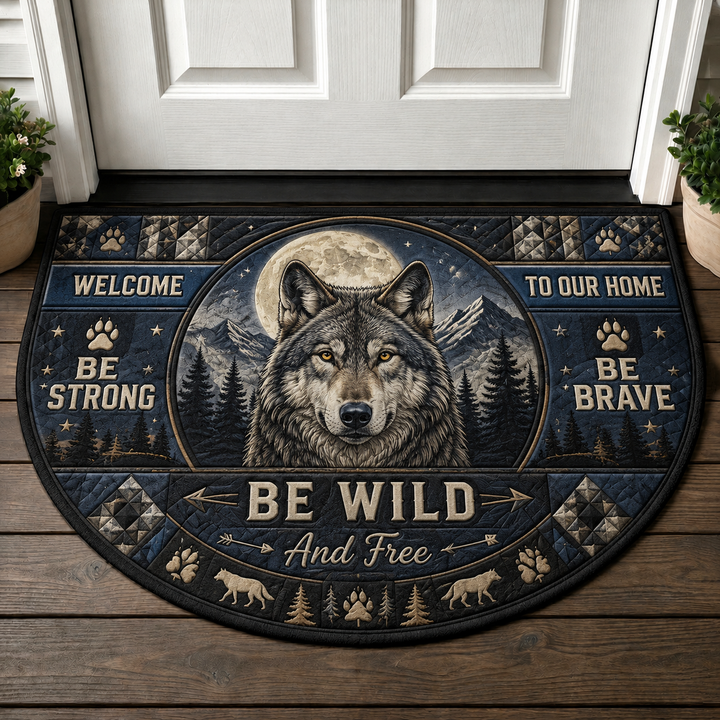Wolf Welcome Mat - Be Wild and Free Wilderness Forest Outdoor Doormat - 5to9vibe