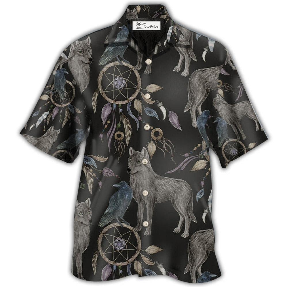 Hawaiian Shirt / Adults / S Wolf Dreamcatcher Dark Style - Hawaiian Shirt 