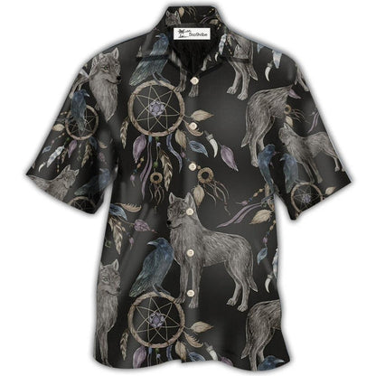 Hawaiian Shirt / Adults / S Wolf Dreamcatcher Dark Style - Hawaiian Shirt 