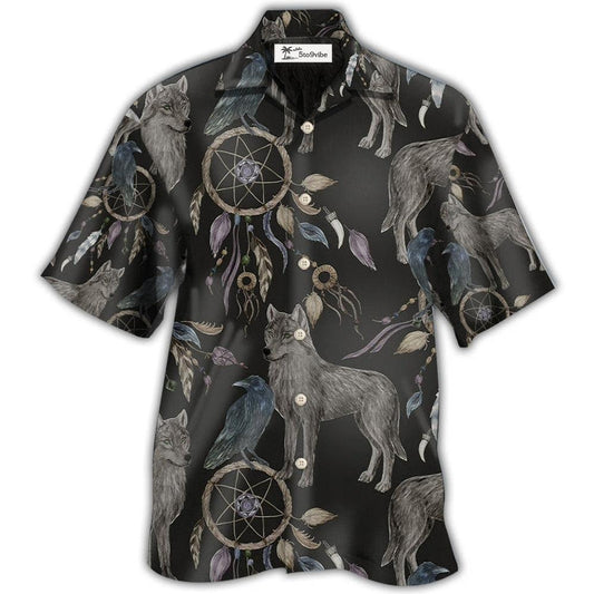 Hawaiian Shirt / Adults / S Wolf Dreamcatcher Dark Style - Hawaiian Shirt 