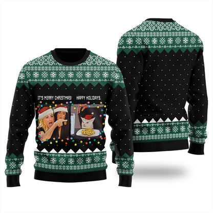 Woman Yelling At A Cat Meme Ugly Christmas Sweater