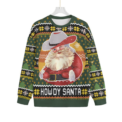 Women's Plus Size Ugly Christmas Sweater Cowboy Santa