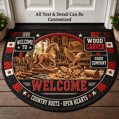 Wood Carver Personalized Half Round Mat | 5To9Vibe
