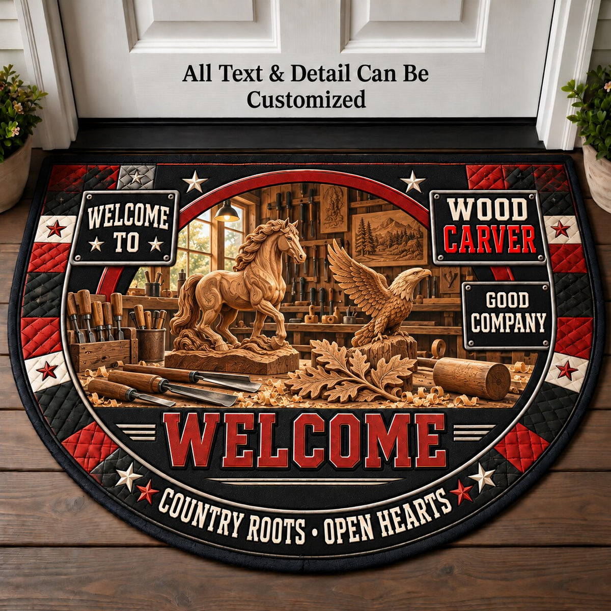 Wood Carver Personalized Half Round Mat | 5To9Vibe