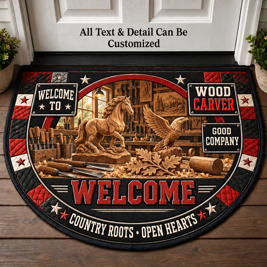 Wood Carver Personalized Half Round Mat | 5To9Vibe
