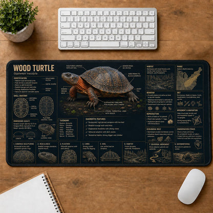 Wood Turtle Turtle and Tortoise Species Guide Desk Mat | 5To9Vibe
