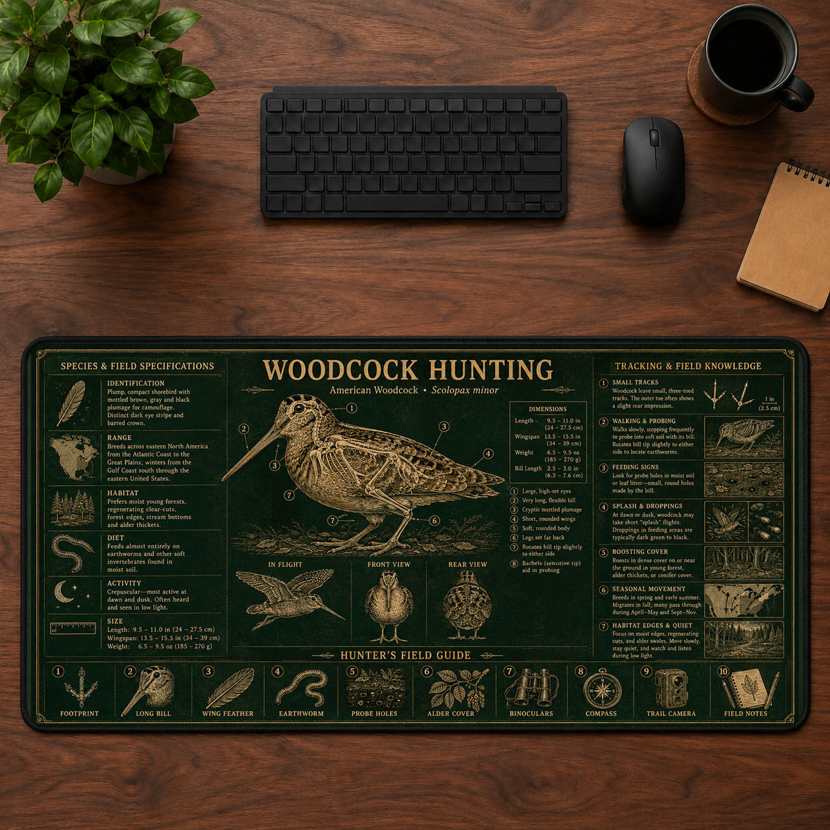 Woodcock Hunting Desk Mat Mouse Pad | 5To9Vibe