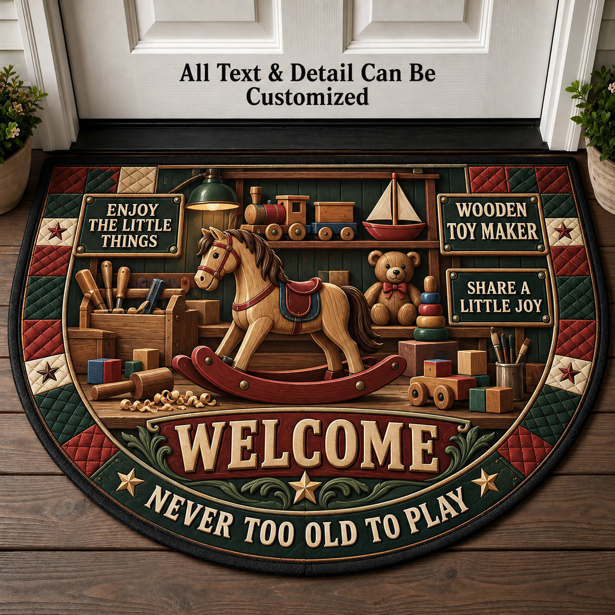 Wooden Toy Maker Personalized Half Round Mat | 5To9Vibe