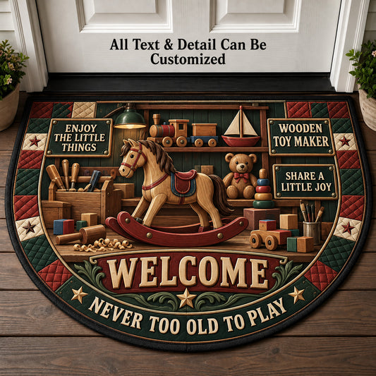 Wooden Toy Maker Personalized Half Round Mat | 5To9Vibe