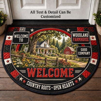 Woodland Farmhouse Personalized Half Round Mat | 5To9Vibe