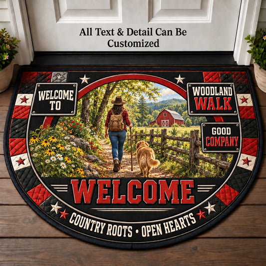 Woodland Walk Personalized Half Round Mat | 5To9Vibe