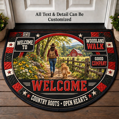 Woodland Walk Personalized Half Round Mat | 5To9Vibe