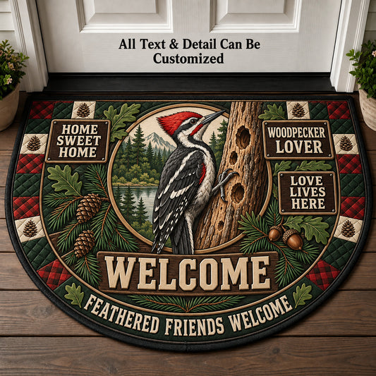 Woodpecker Lover Personalized Half Round Mat | 5To9Vibe