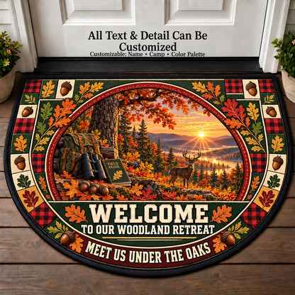 Autumn Oak Woods - Woods Wildlife Personalized Half Round Mat | 5To9Vibe
