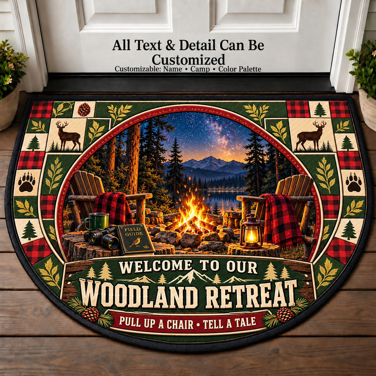 Campfire Field Tales - Woods Wildlife Personalized Half Round Mat | 5To9Vibe