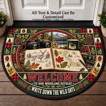 Field Journal Sketch - Woods Wildlife Personalized Half Round Mat | 5To9Vibe