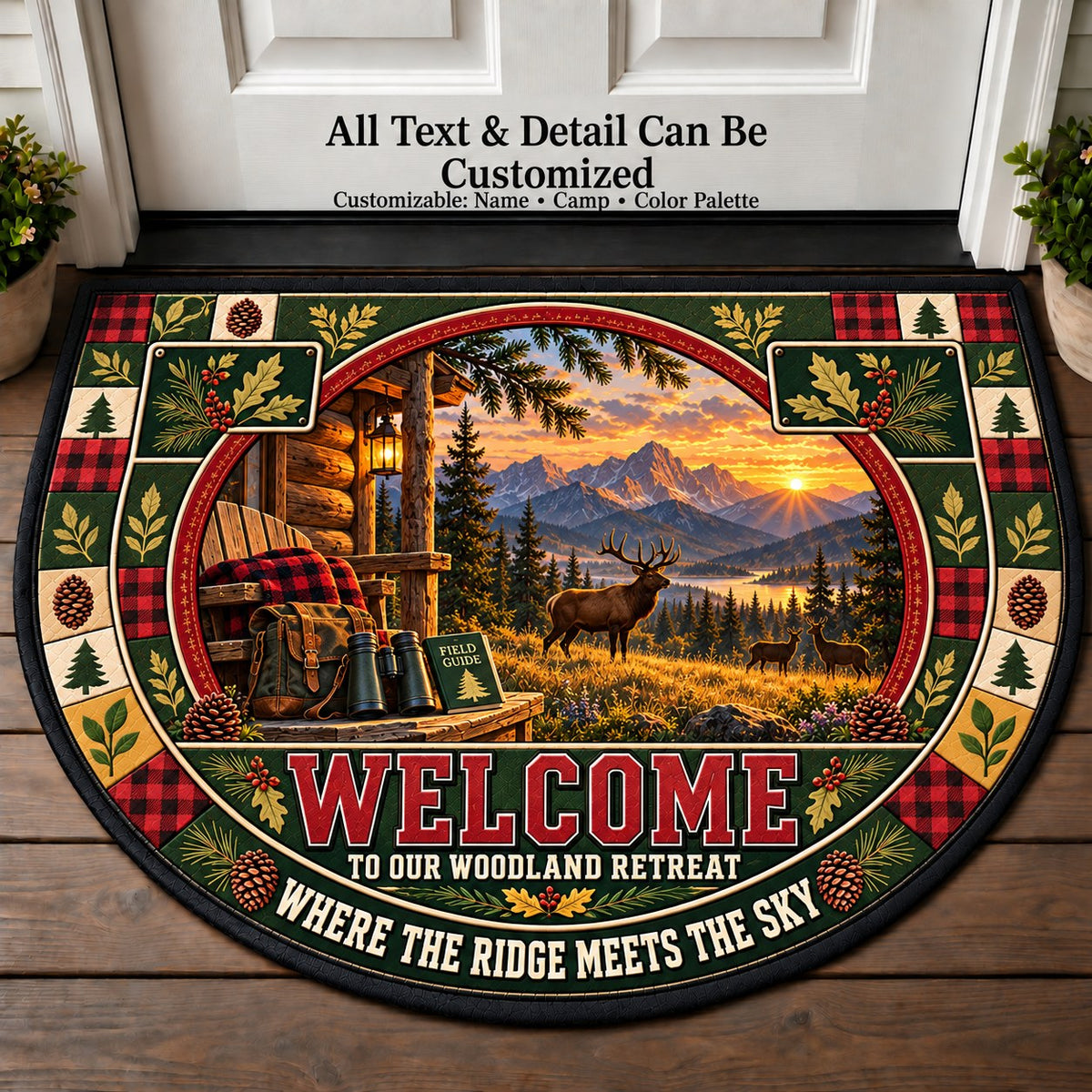 Highland Wildlife - Woods Wildlife Personalized Half Round Mat | 5To9Vibe