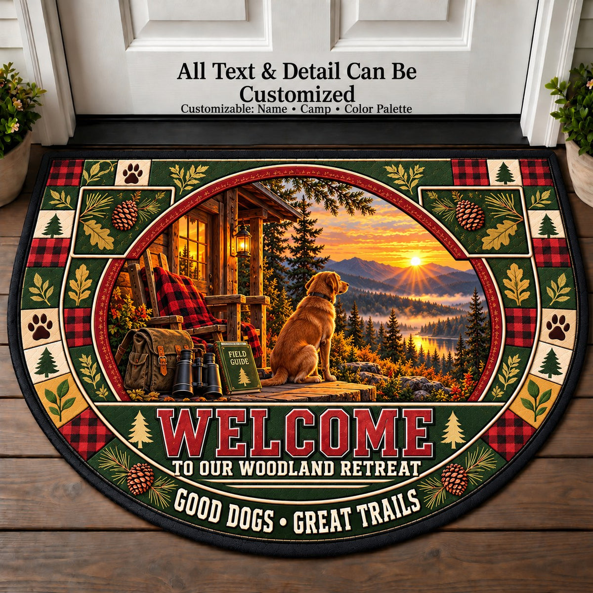 Hunting Dog Home - Woods Wildlife Personalized Half Round Mat | 5To9Vibe