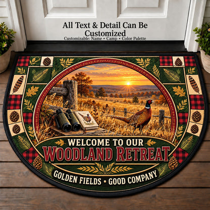 Pheasant Field - Woods Wildlife Personalized Half Round Mat | 5To9Vibe