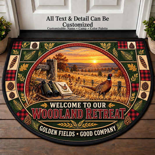 Pheasant Field - Woods Wildlife Personalized Half Round Mat | 5To9Vibe