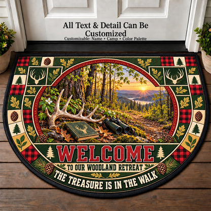 Shed Antler Search - Woods Wildlife Personalized Half Round Mat | 5To9Vibe